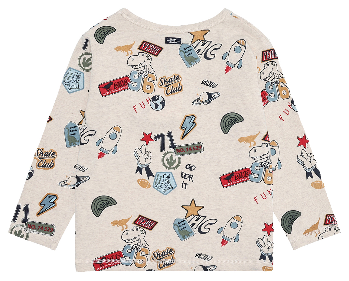 Hust & Claire Langarmshirt Badges Wheat Melange