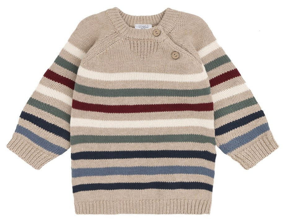 Hust & Claire Baby Strick Pullover Streifen Beige Melange