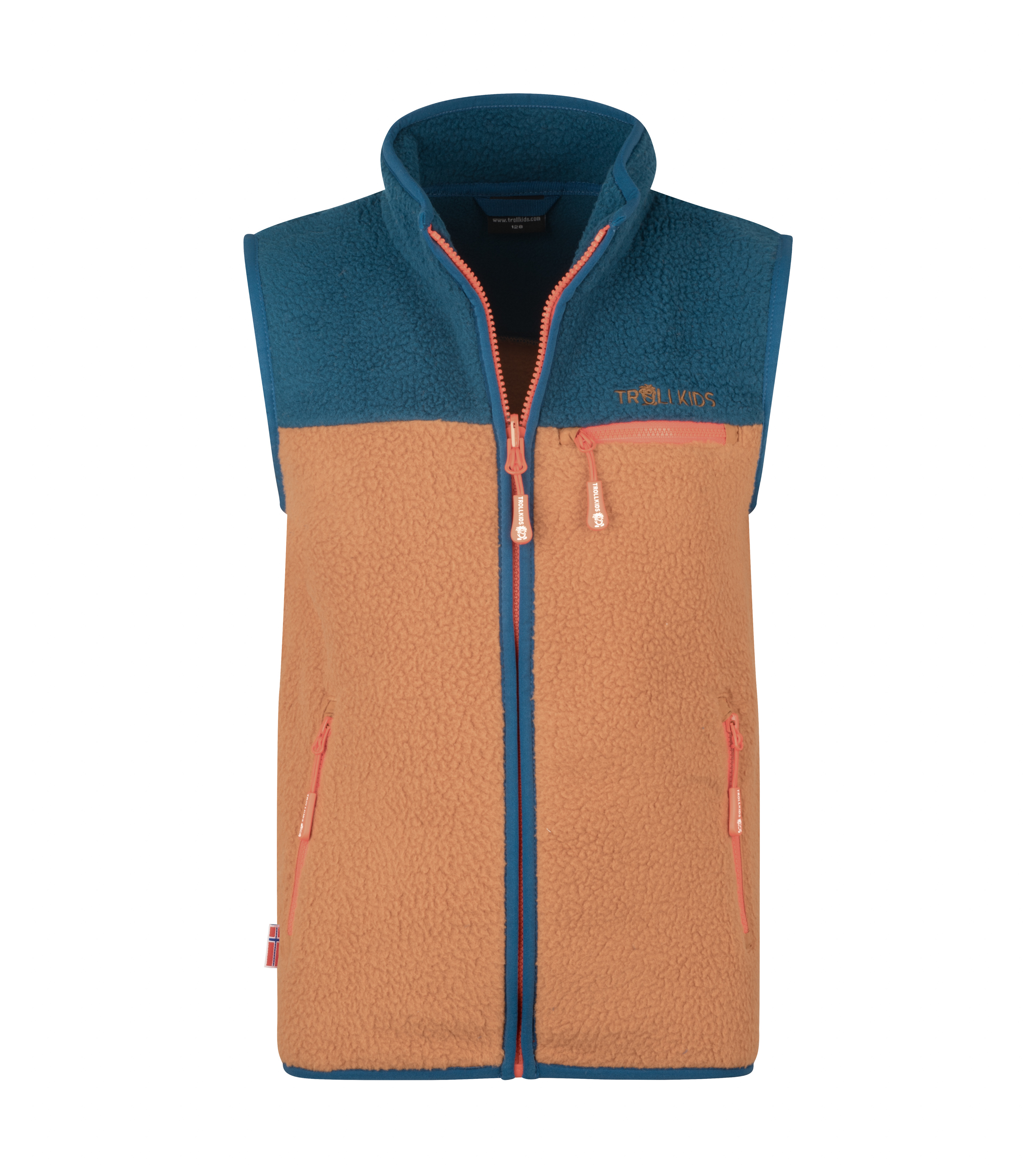 Trollkids Hemsedal Fleece Weste Almond/Madeira Blue