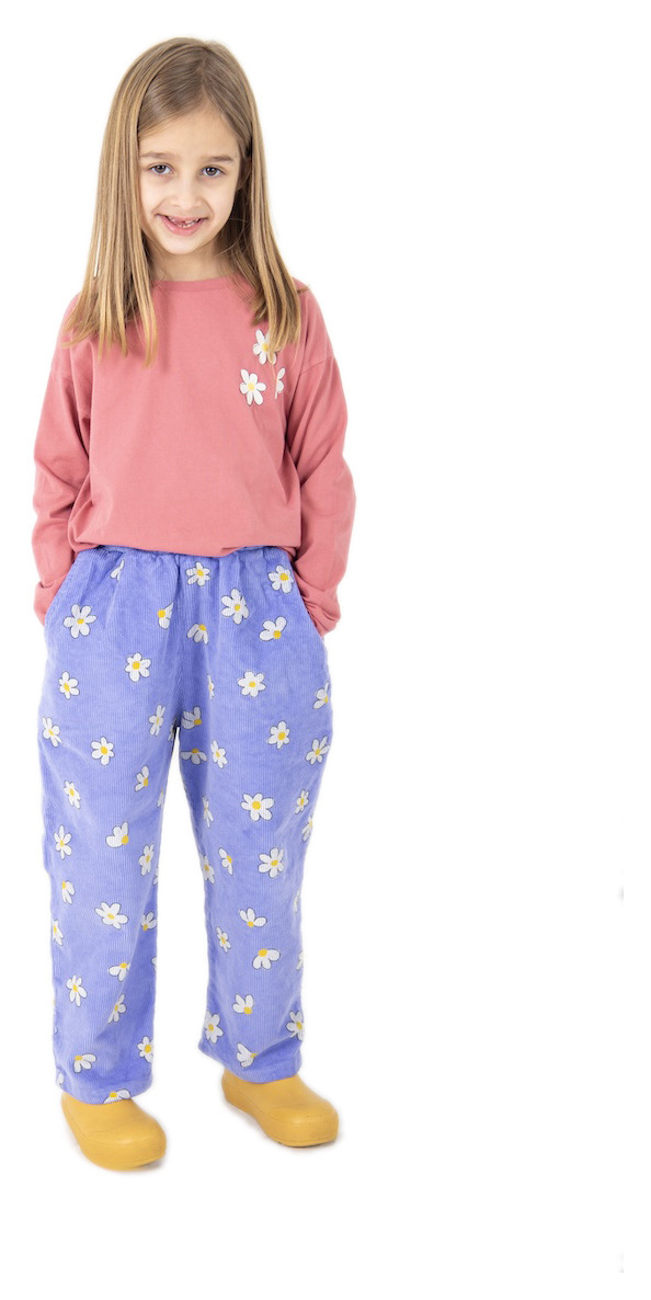 Lötiekids Cordhose Wide Daisies AOP lavender
