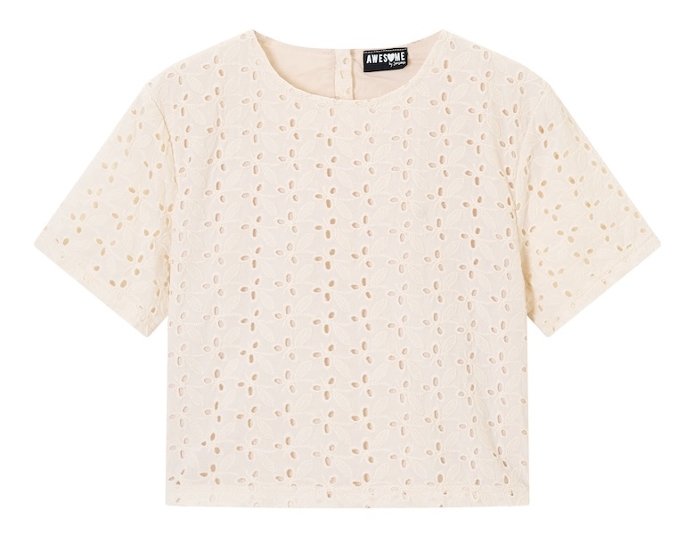 Someone Top Uni Leaves ecru