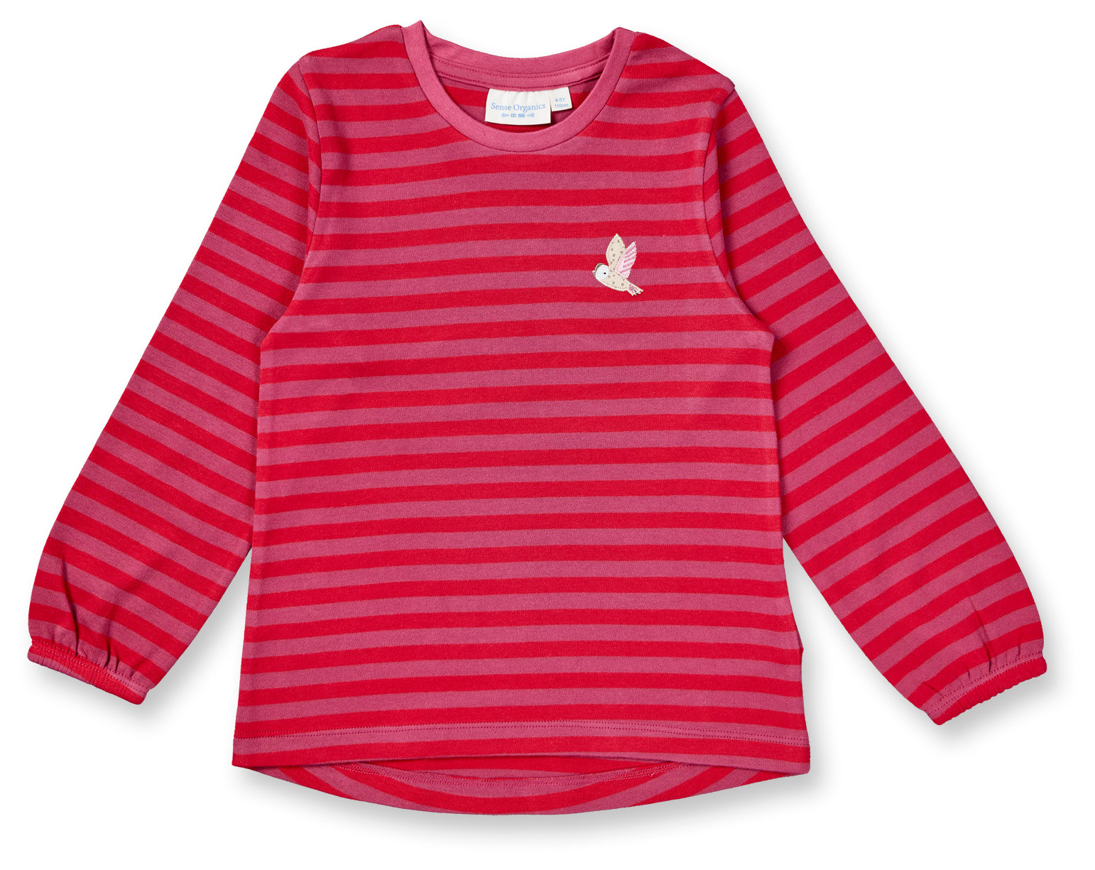 Sense Organic Shirt Langarm Red-Raspberry Stripes Eule
