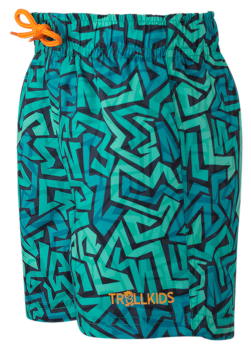 Trollkids Haukland Swim Shorts sea green/sahara sunset