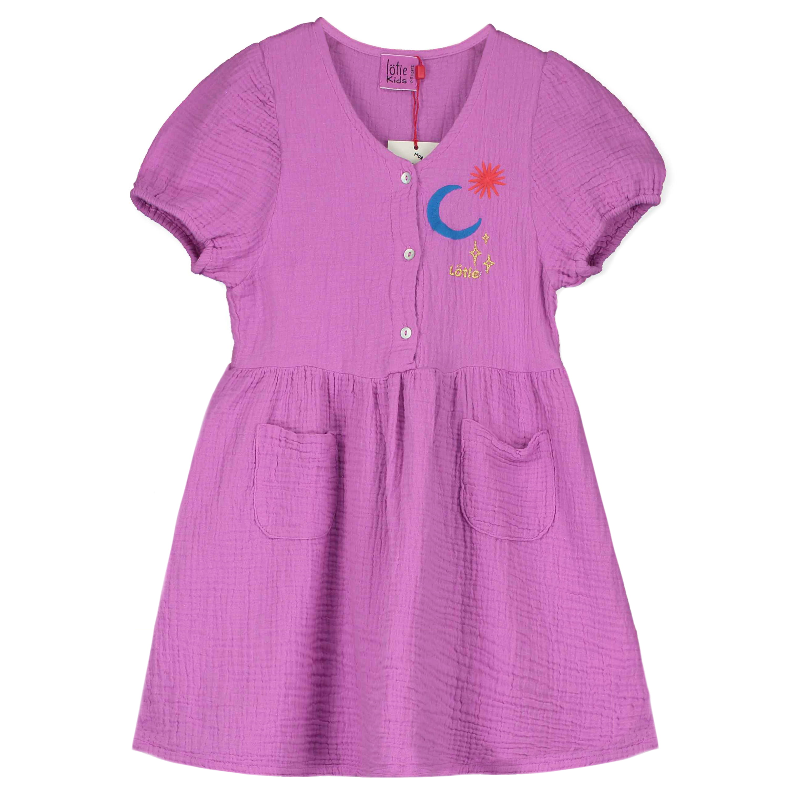 Lötiekids Kleid Woven Sun&Moon Embroidery Magenta