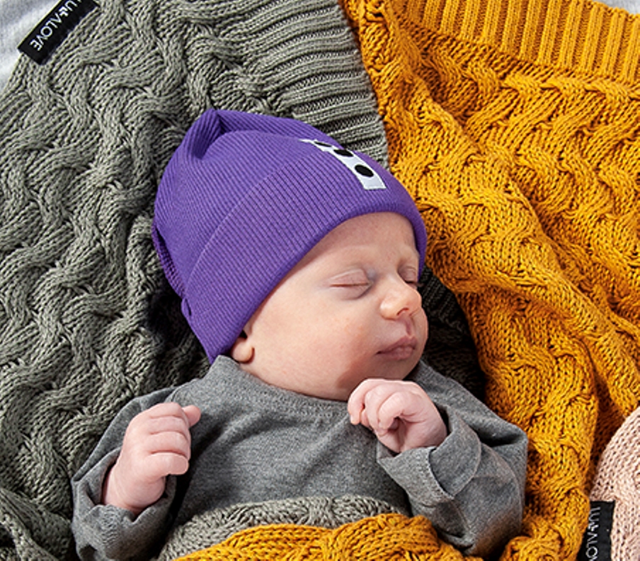 Lamama Babymütze Newborn Fit violett 0-3 Monate