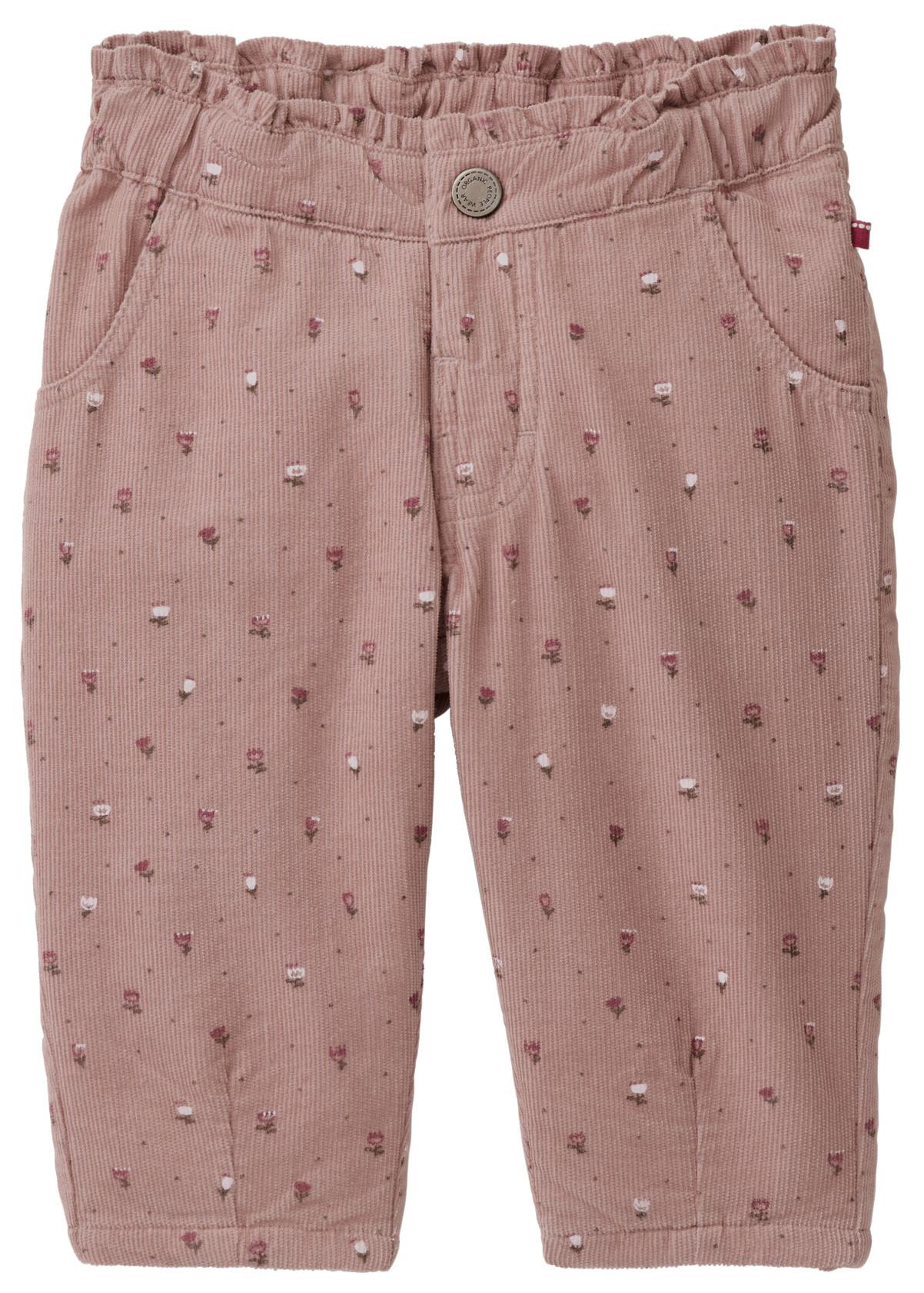 PWO Hose Feincord Flowers rosé