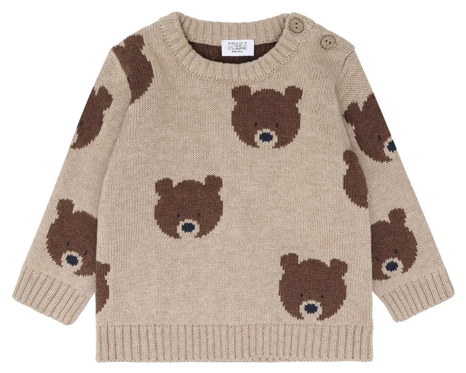 Hust & Claire Baby Strick Pullover Bear Beige Melange