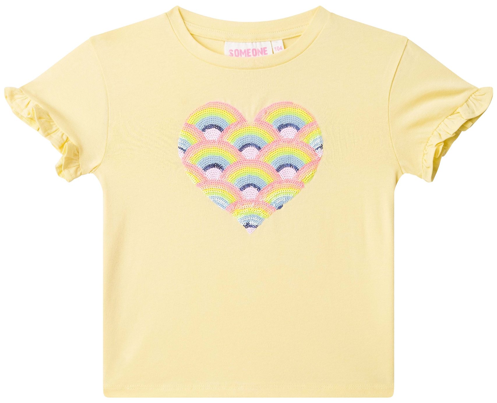 Someone Girl Kurzarmshirt Pailletten Heart yellow