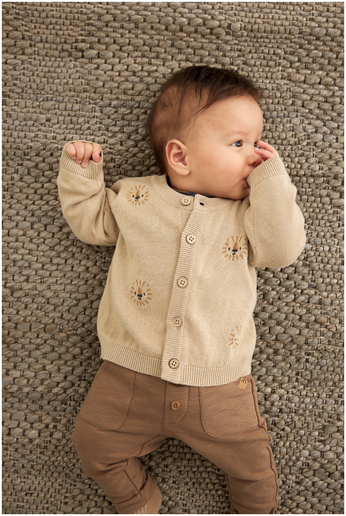 Minymo Baby Cardigan Knit Lion tan