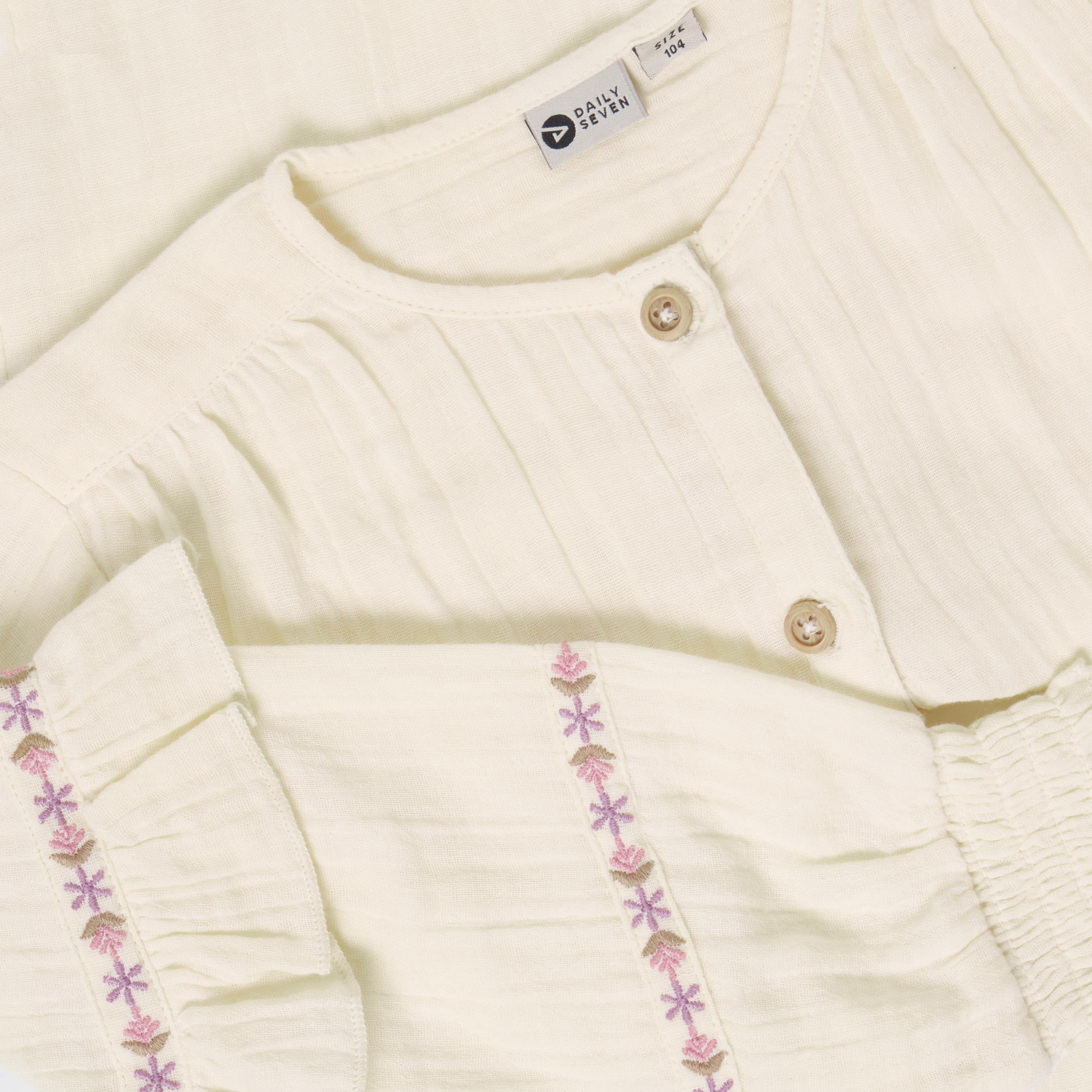 Daily Seven Girl Langarmshirt Ruffle pearl