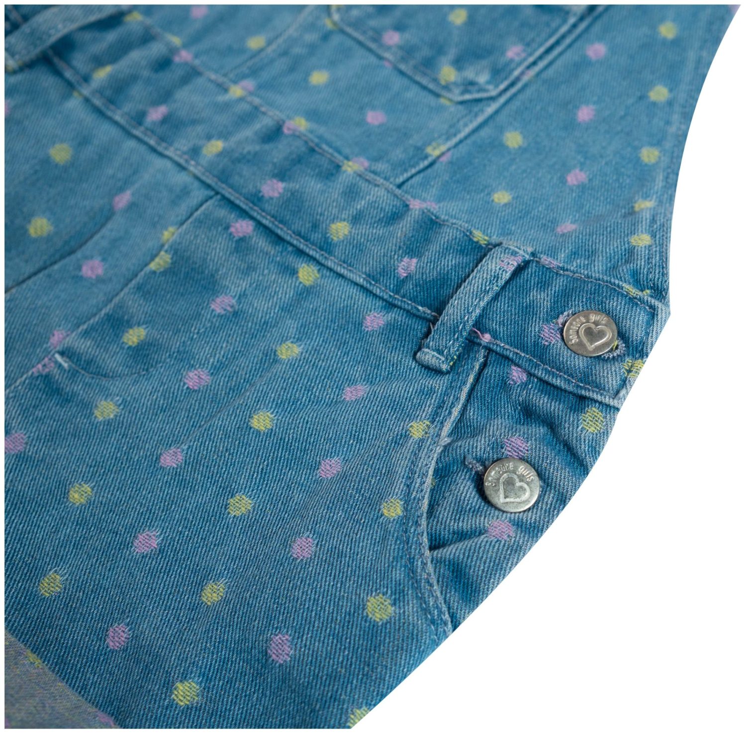 Someone Girl Latzhose kurz Jeans Dots blue