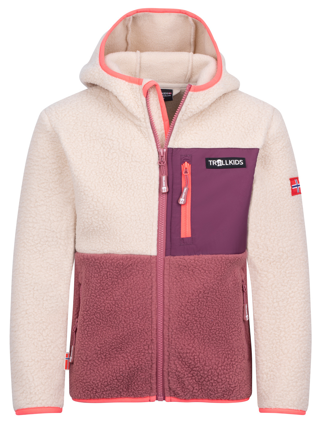 Trollkids Aurlandsfjord Fleece Jacke Frozen Berry/Sandstone