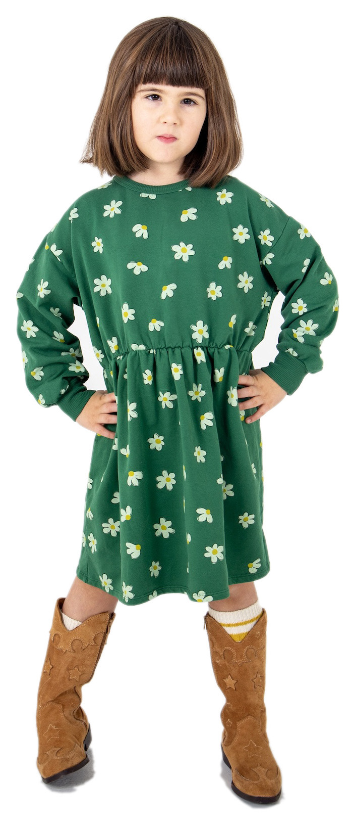 Lötiekids Kleid Relaxed Fit Daisies AOP green