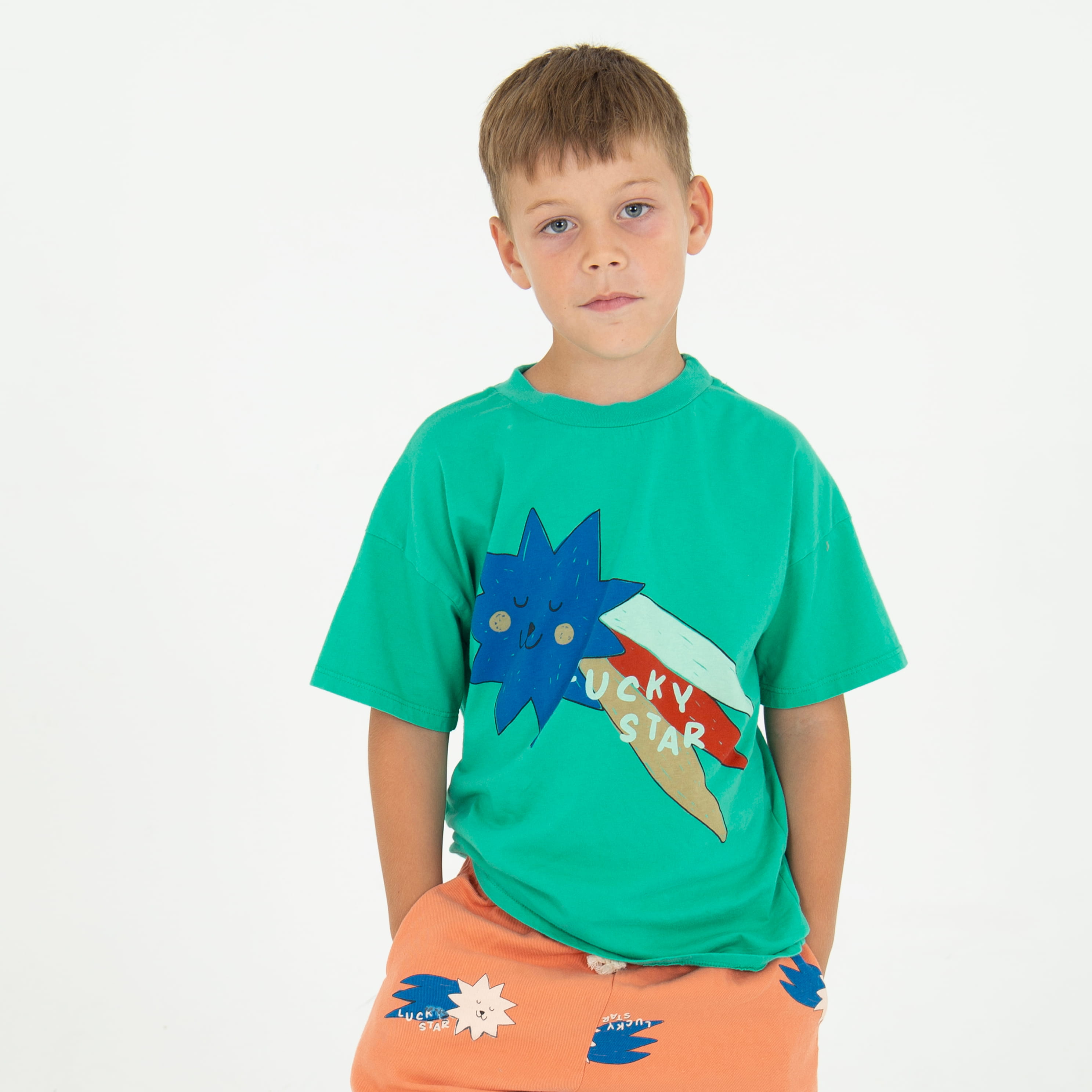Lötiekids T-Shirt Wide Fit Big Lucky Star Green
