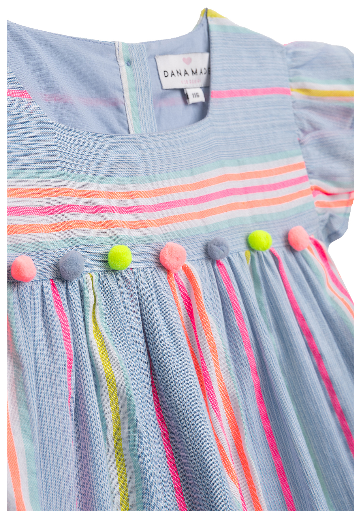 Danamade Kleid Pompoms denim blue