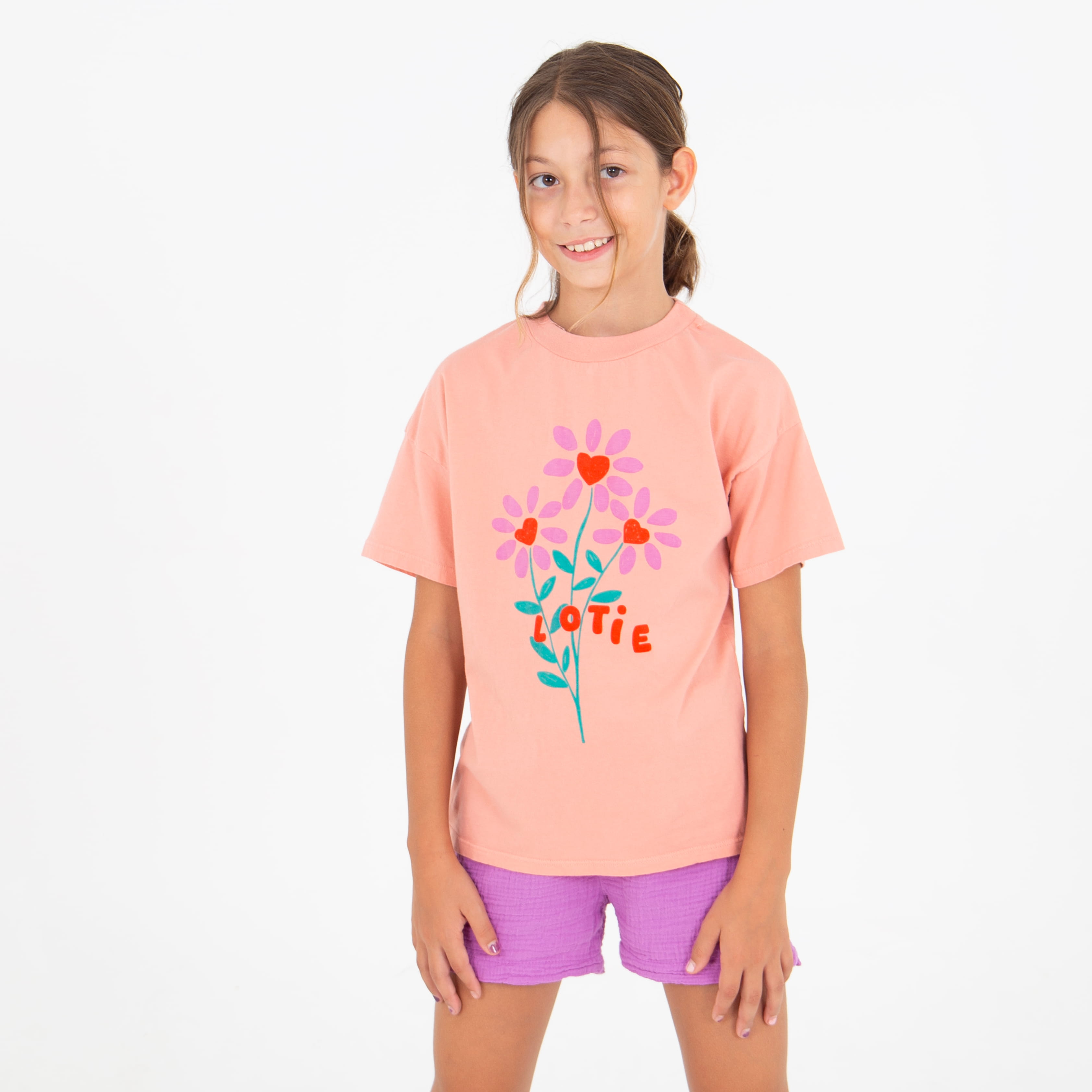 Lötiekids T-Shirt Wide Fit Flowers Clay Pink