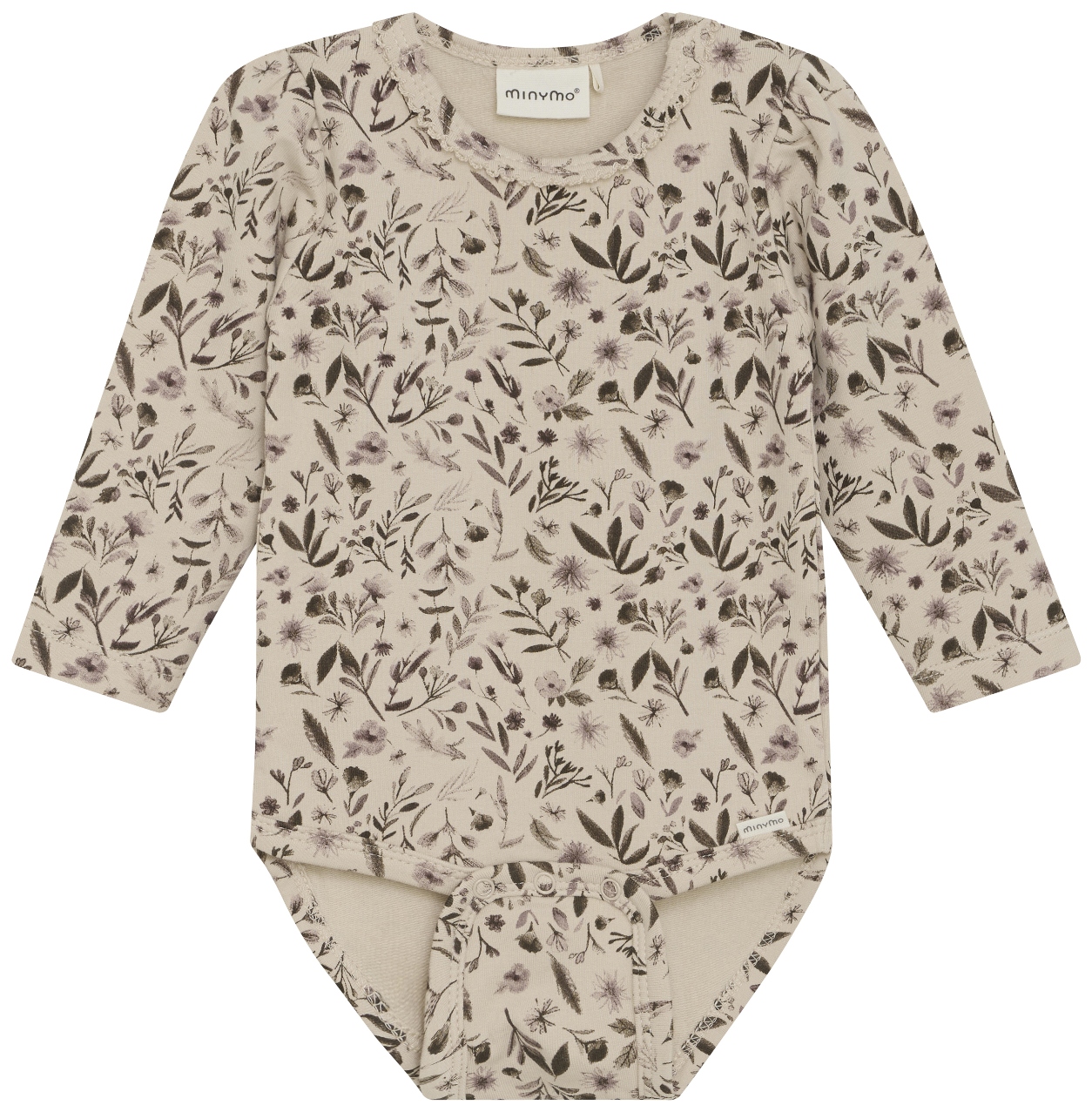 Minymo Baby Body langarm AOP smoke
