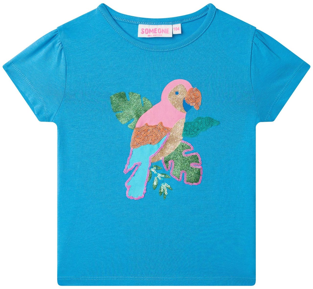 Someone Girl Kurzarmshirt Papagei blue