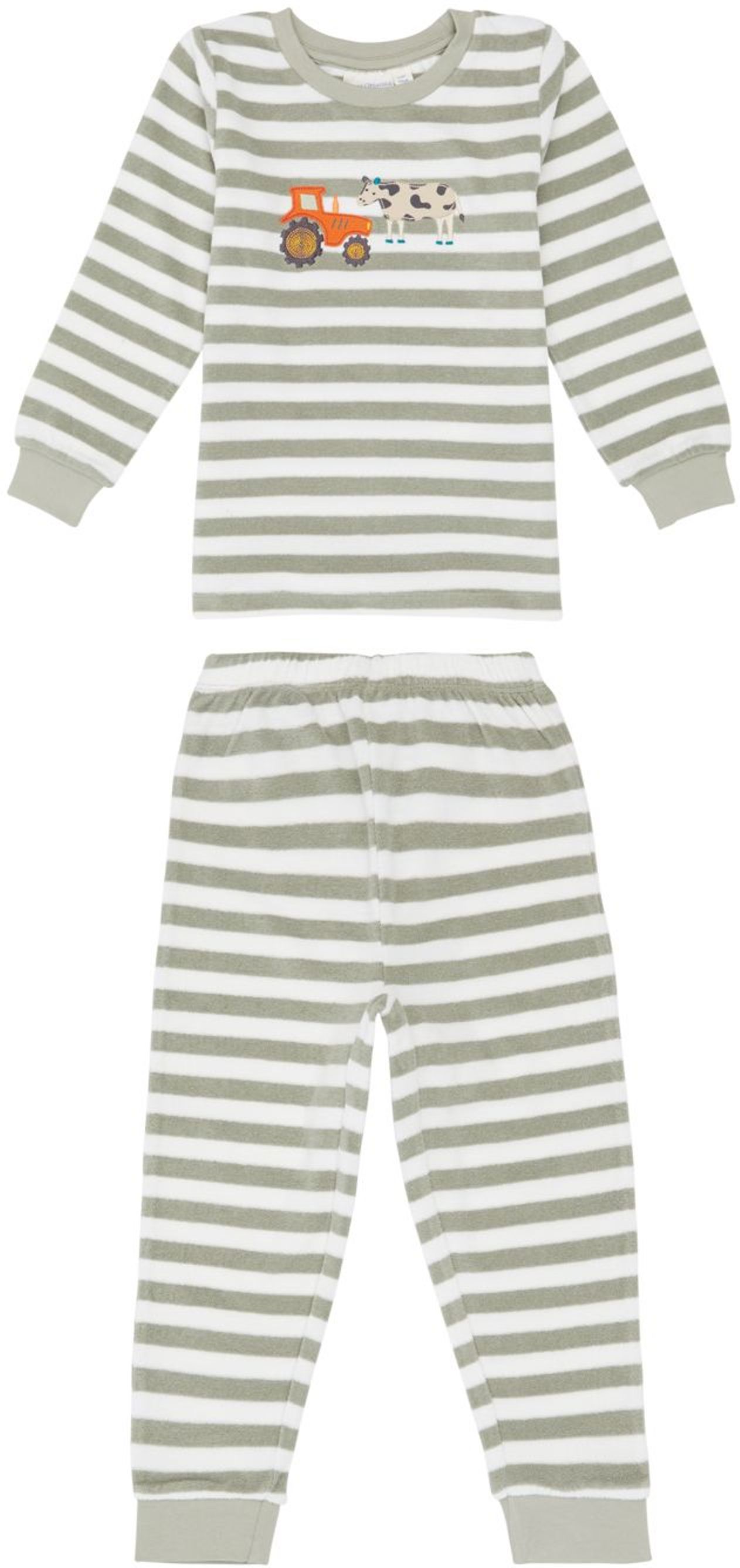 Sense Organic Schlafanzug Terry Pyjama Light Sage Green Stripes