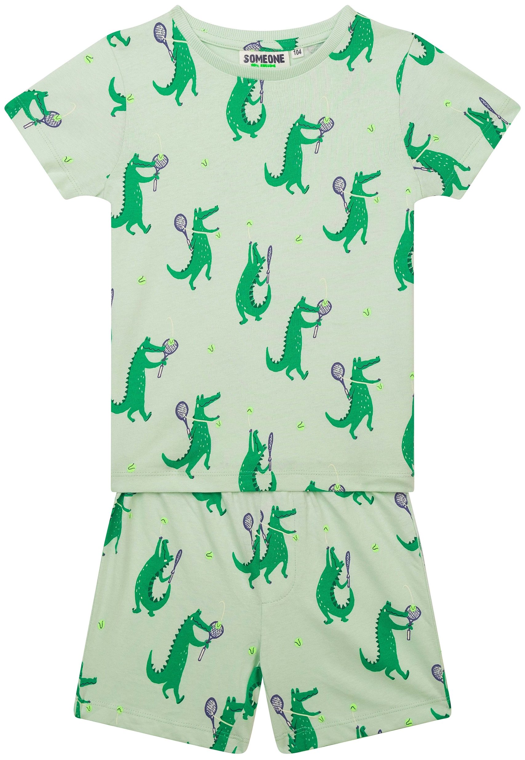 Someone Boy Pyjama kurz Krokodil mint