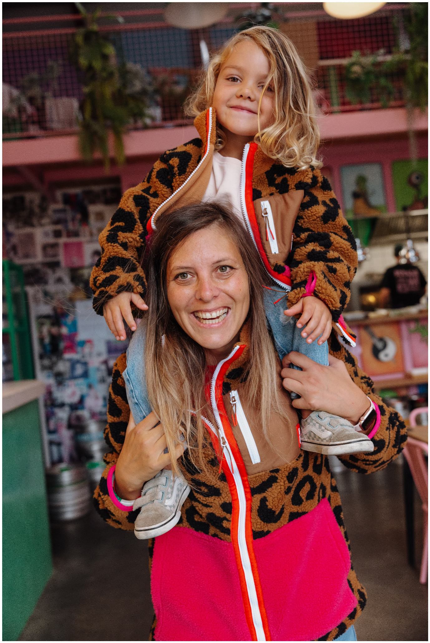 Hello Hossy Damen Teddyfleecejacke Polar Leopard