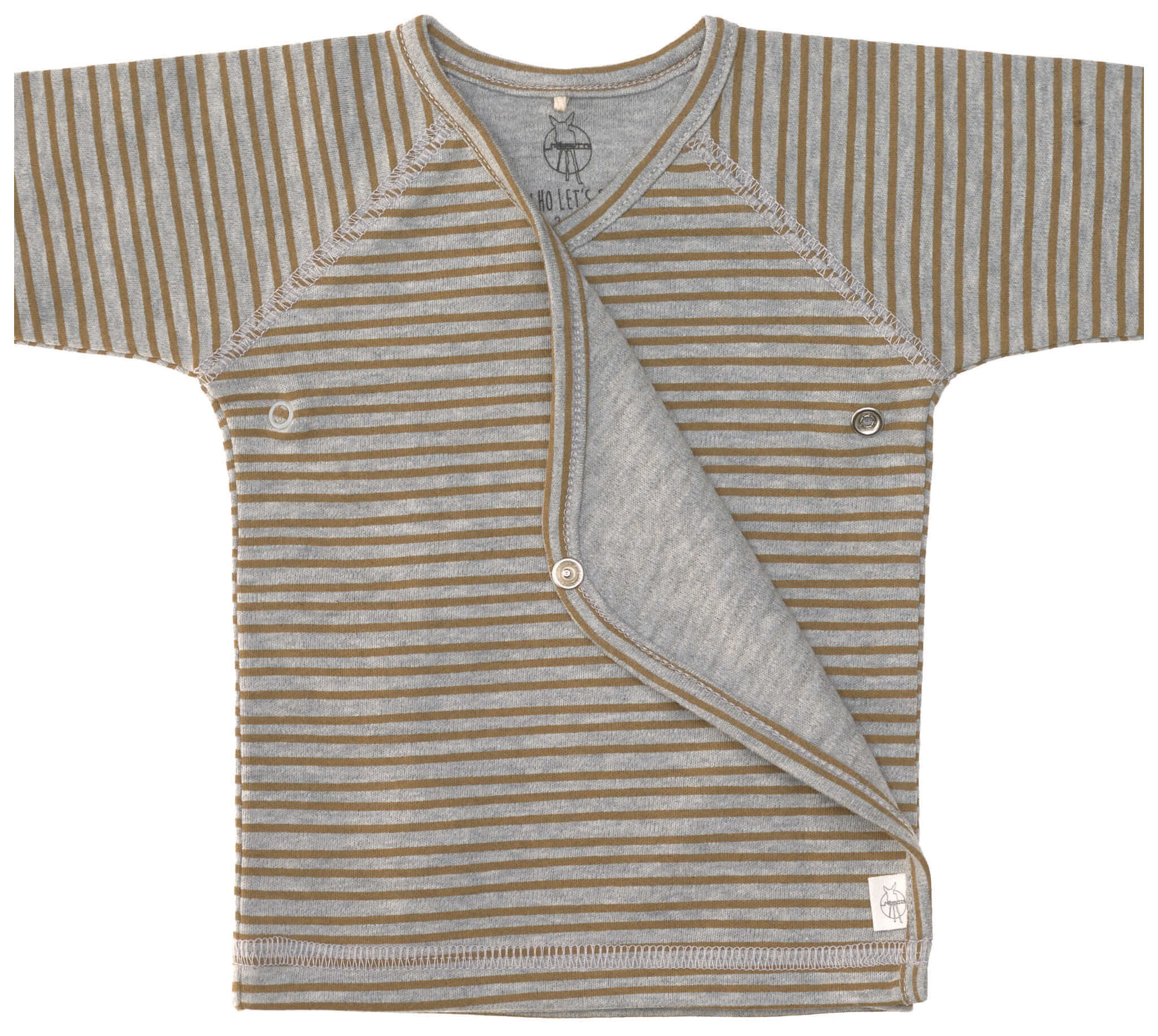 Lässig Wickelshirt langarm Streifen grau