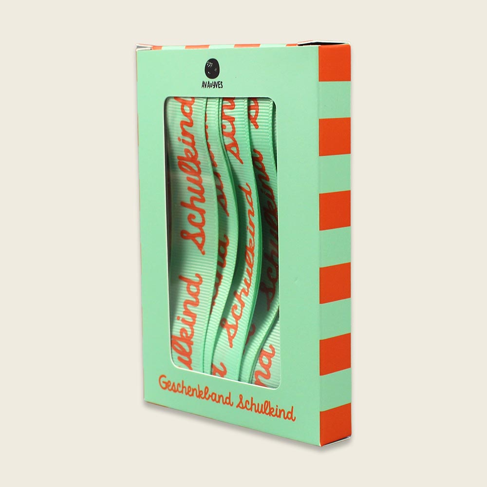 Ava & Yves Geschenkband-Set Schulkind mint/orange