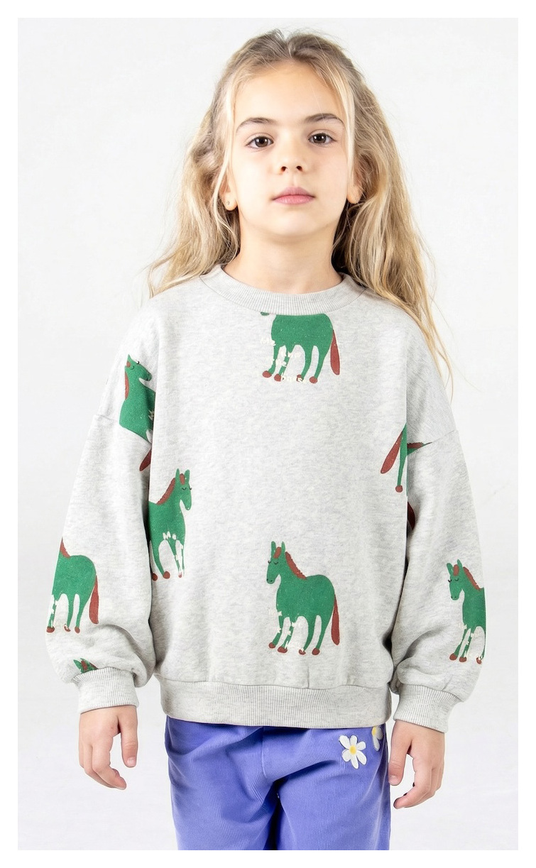 Lötiekids Sweatshirt Horses AOP light grey