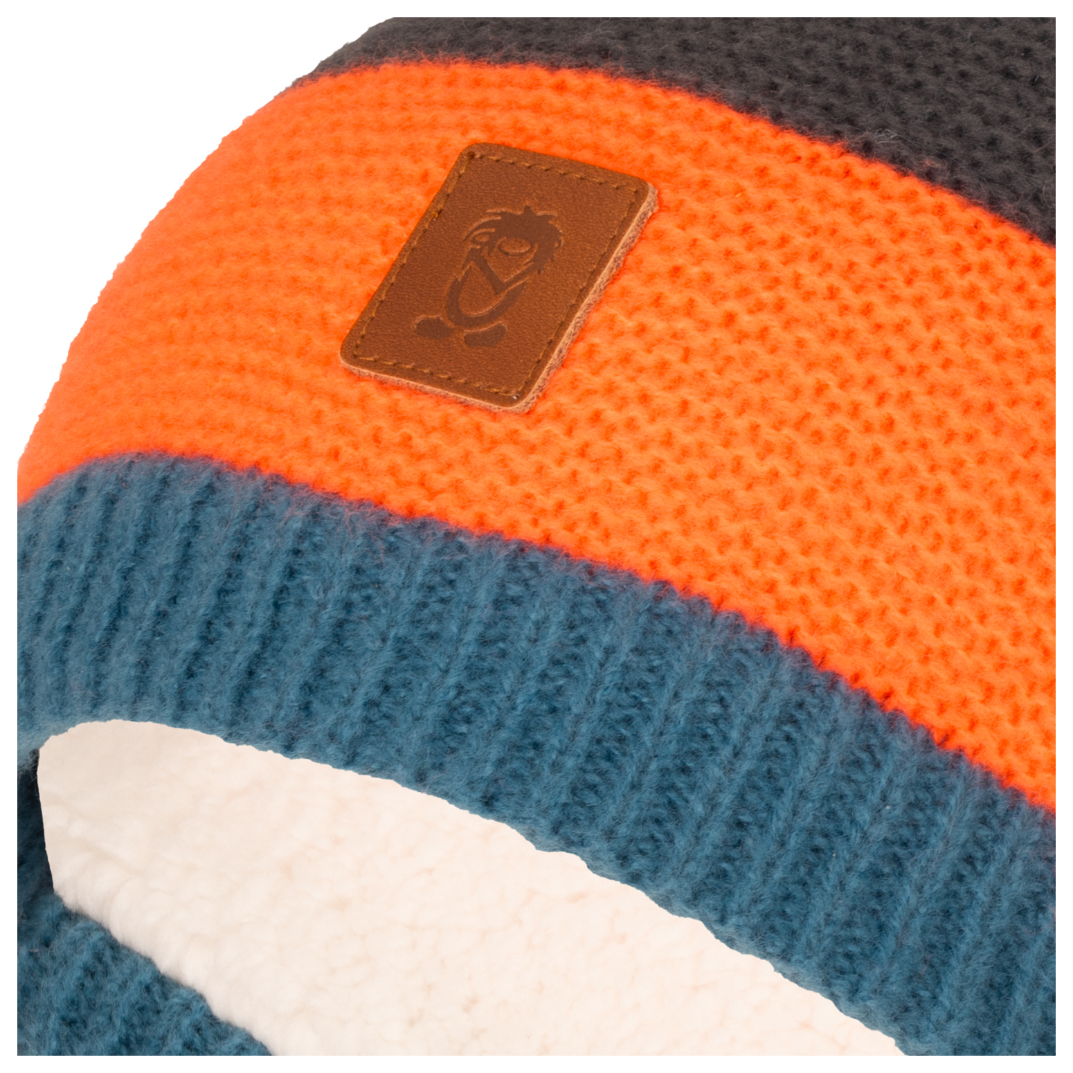 Trollkids Gryllefjord Winter Bobble Cap Stormy Blue/Flame Orange
