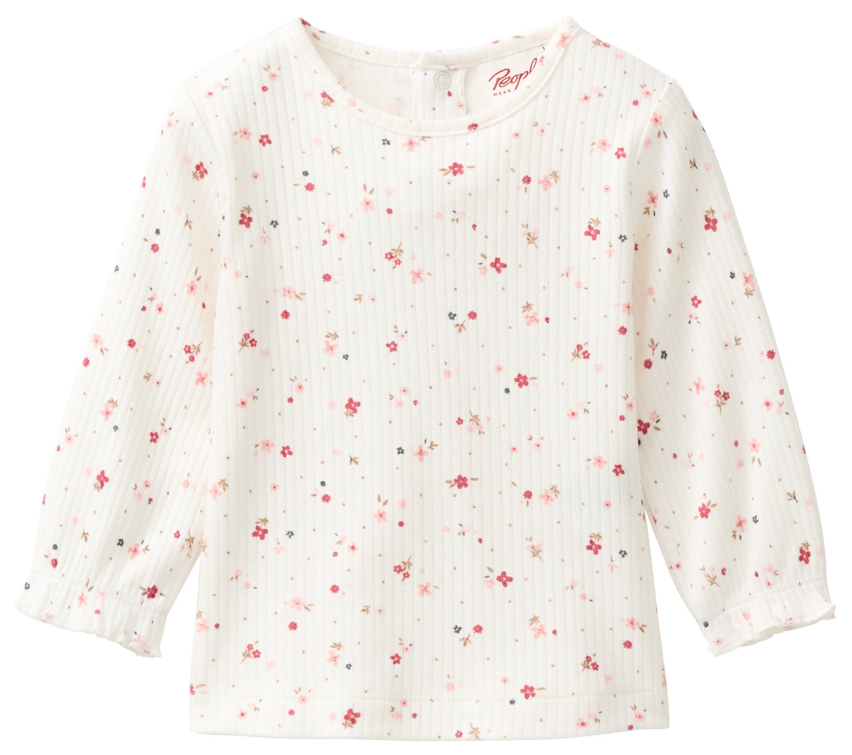 PWO Girl Langarmshirt Flowers white