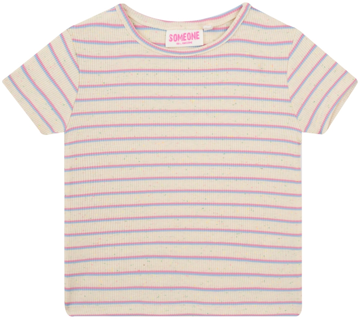 Someone Girl Kurzarmshirt Fine Line beige
