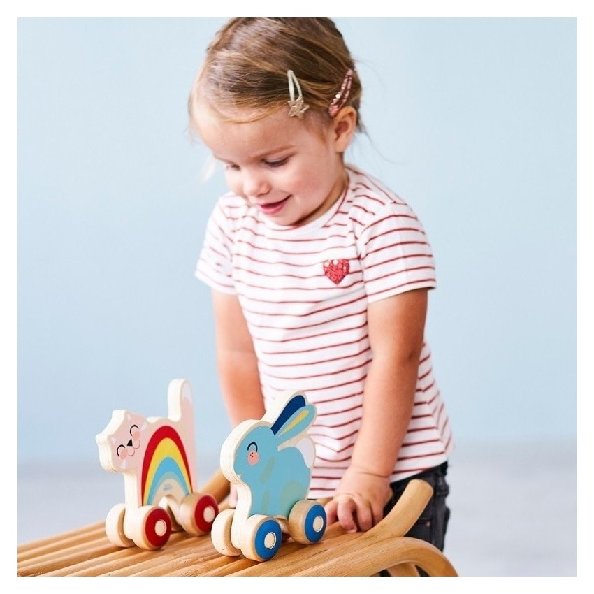 Petit Monkey Schiebetier Holz Katze