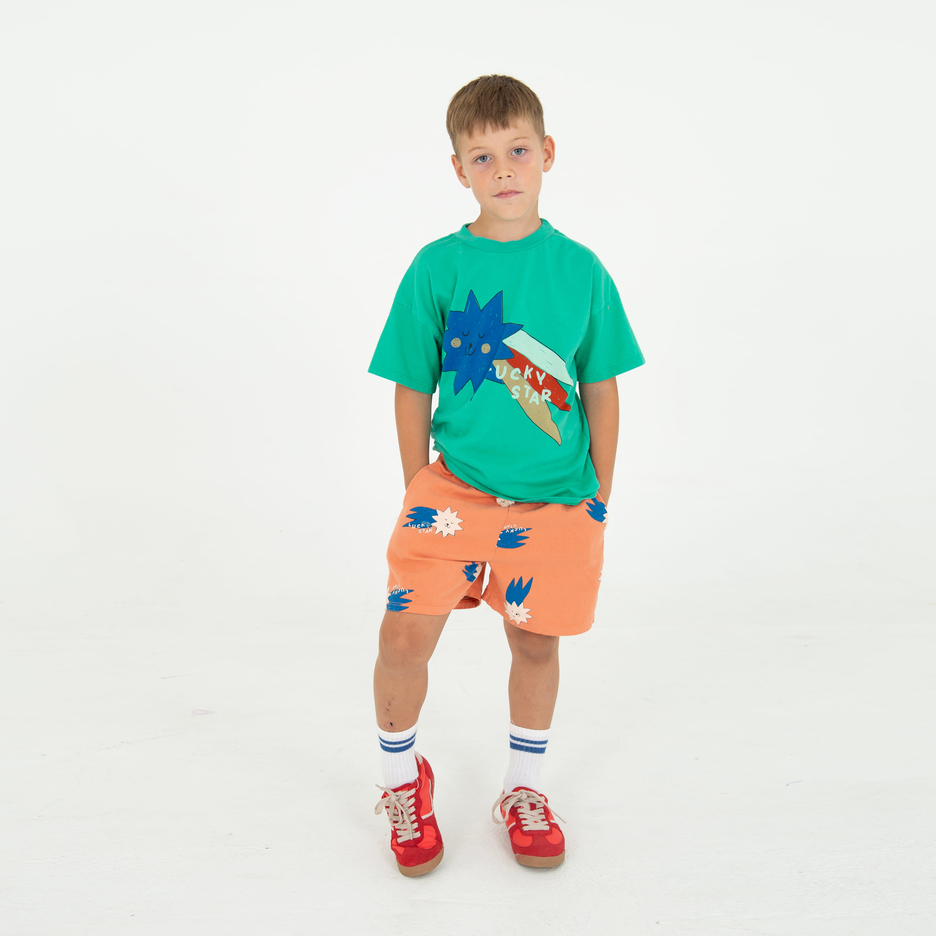 Lötiekids T-Shirt Wide Fit Big Lucky Star Green