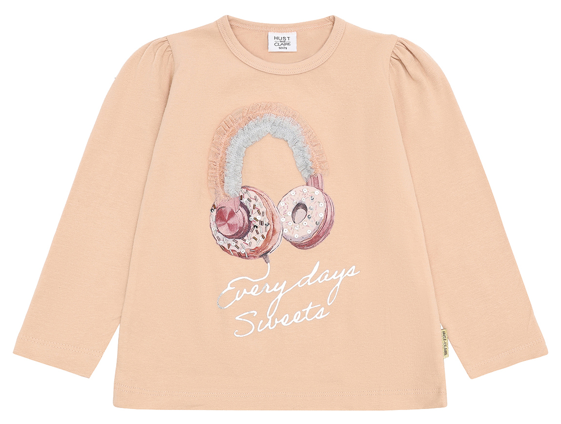 Hust & Claire Girl Langarmshirt Headphones Rugby Tan