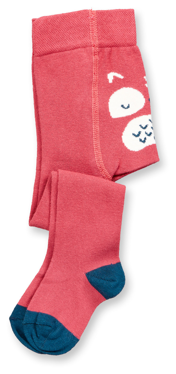 Sense Organic Baby Tights Pale Strawberry Owl