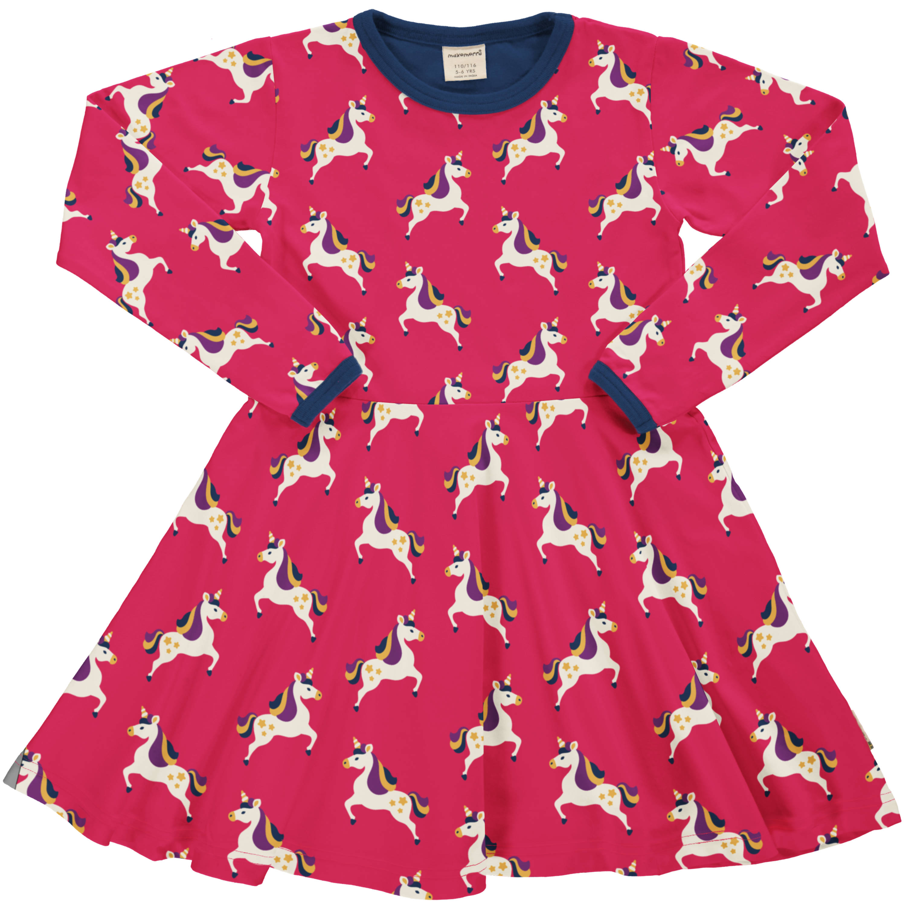Maxomorra Girl Kleid Circle Langarm UNICORN 86/92