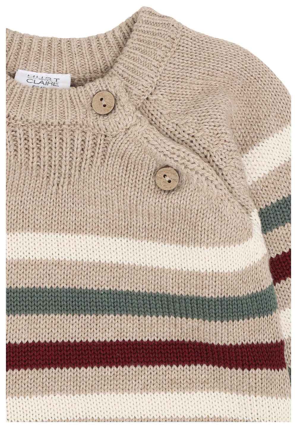 Hust & Claire Baby Strick Pullover Streifen Beige Melange