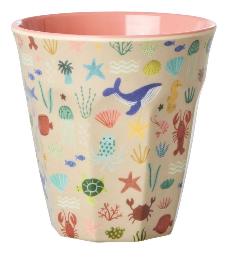 Rice Melamin Becher medium Ocean Coral