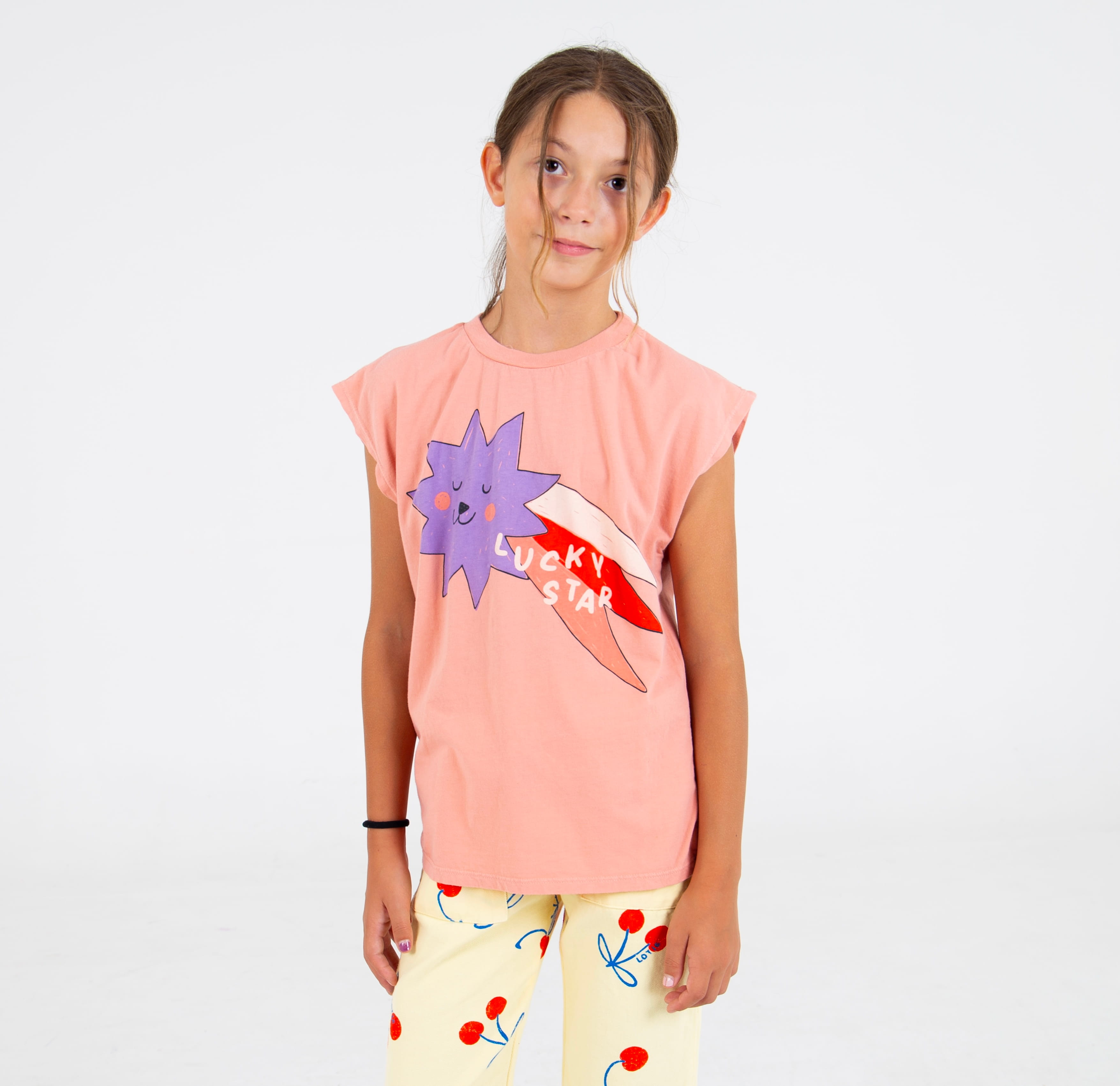 Lötiekids T-Shirt Ärmellos Big Lucky Star Clay Pink
