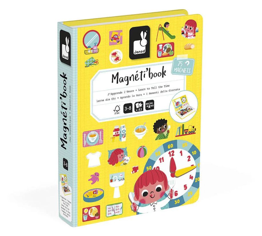 Janod Magnet Buch Lerne die Uhr