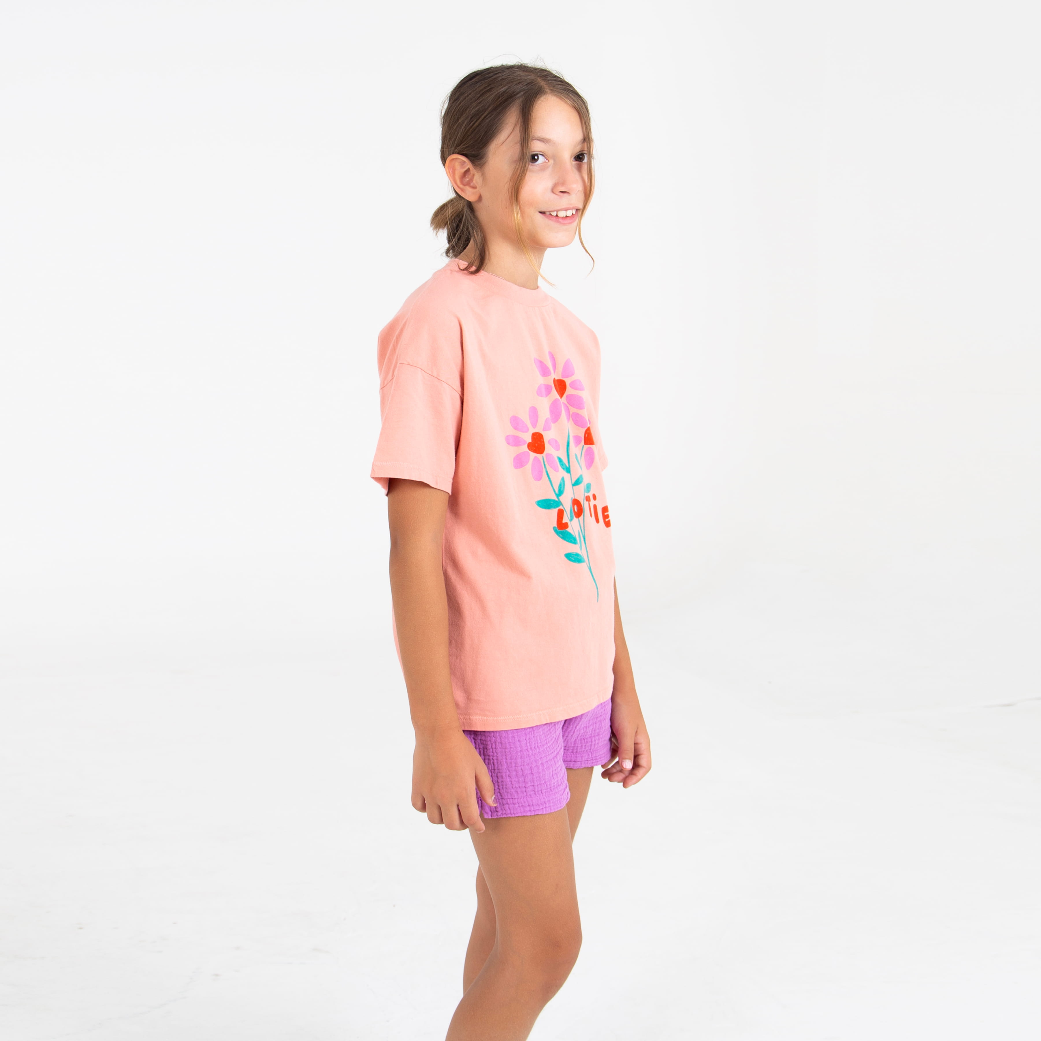 Lötiekids T-Shirt Wide Fit Flowers Clay Pink