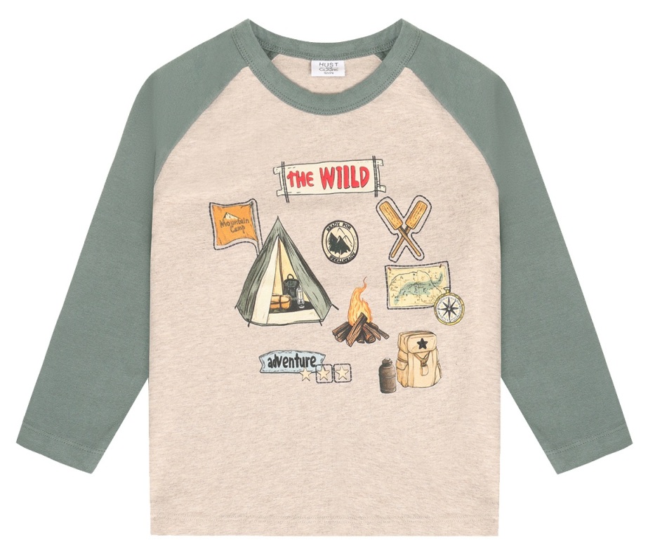 Hust & Claire Langarmshirt Wild Life Beige Melange
