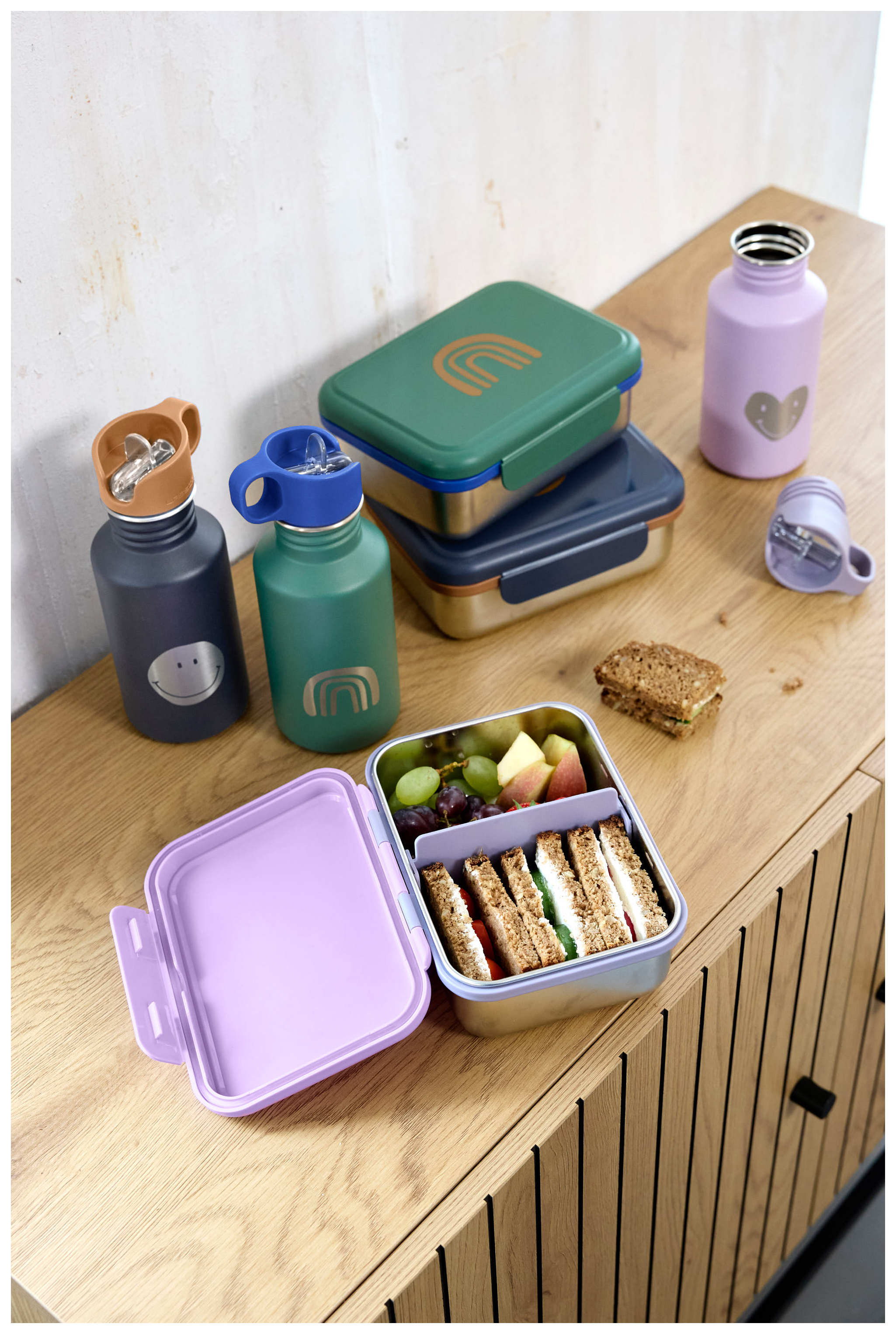 Lässig Lunchbox Stainless Steel Little Gang Rainbow green