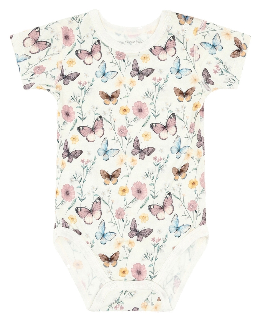 Hust & Claire Baby Body Bambus Kurz Butterfly Ivory