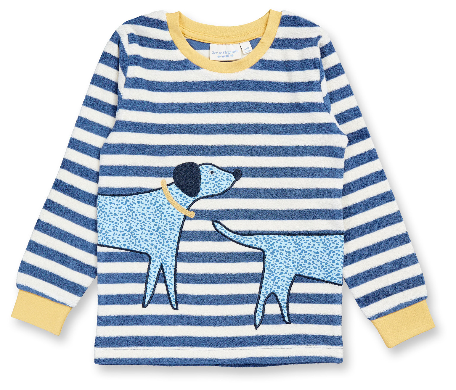 Sense Organic RETRO Terry Pyjama Steel Blue Stripes Dog