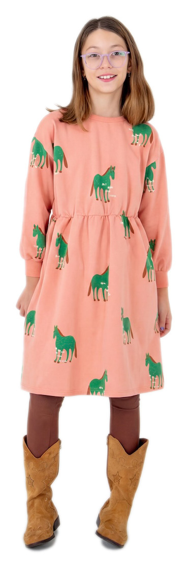 Lötiekids Kleid Relaxed Fit Horses AOP peach