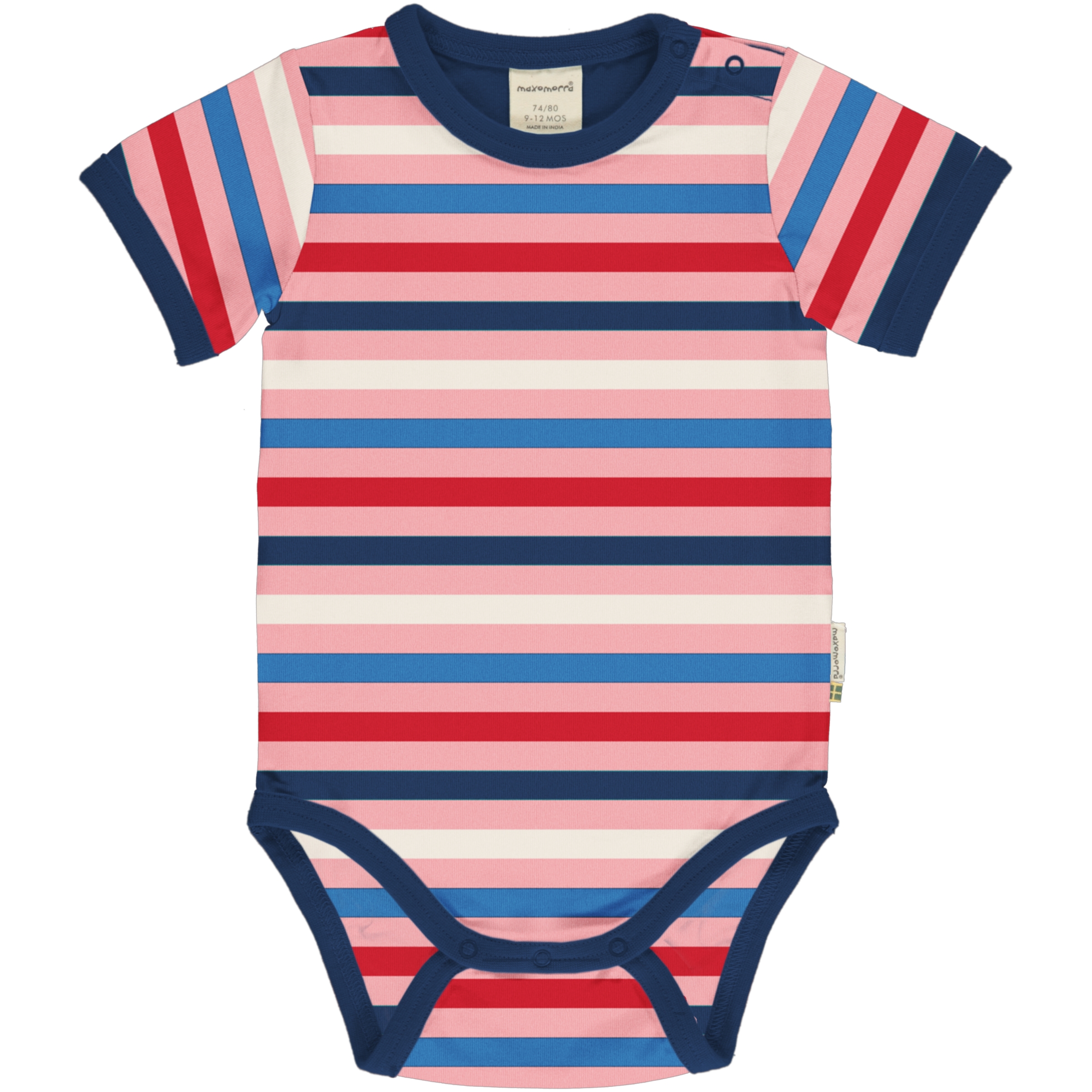 Maxomorra Baby Body kurzarm Stripe BLOSSOM 062/068