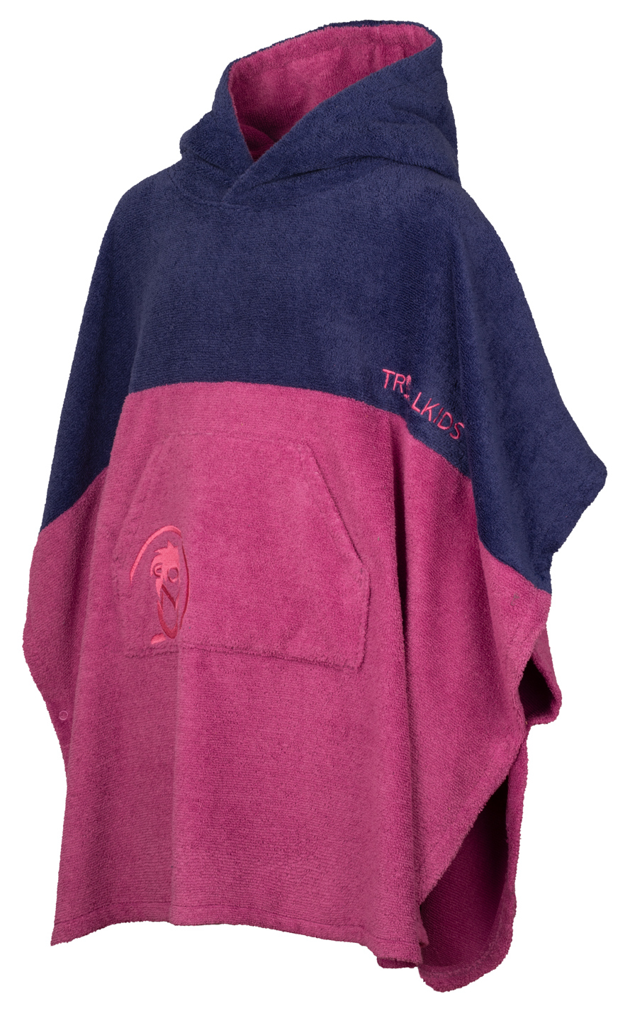 Trollkids Kvalvika Surf Poncho mallow pink/ violet blue