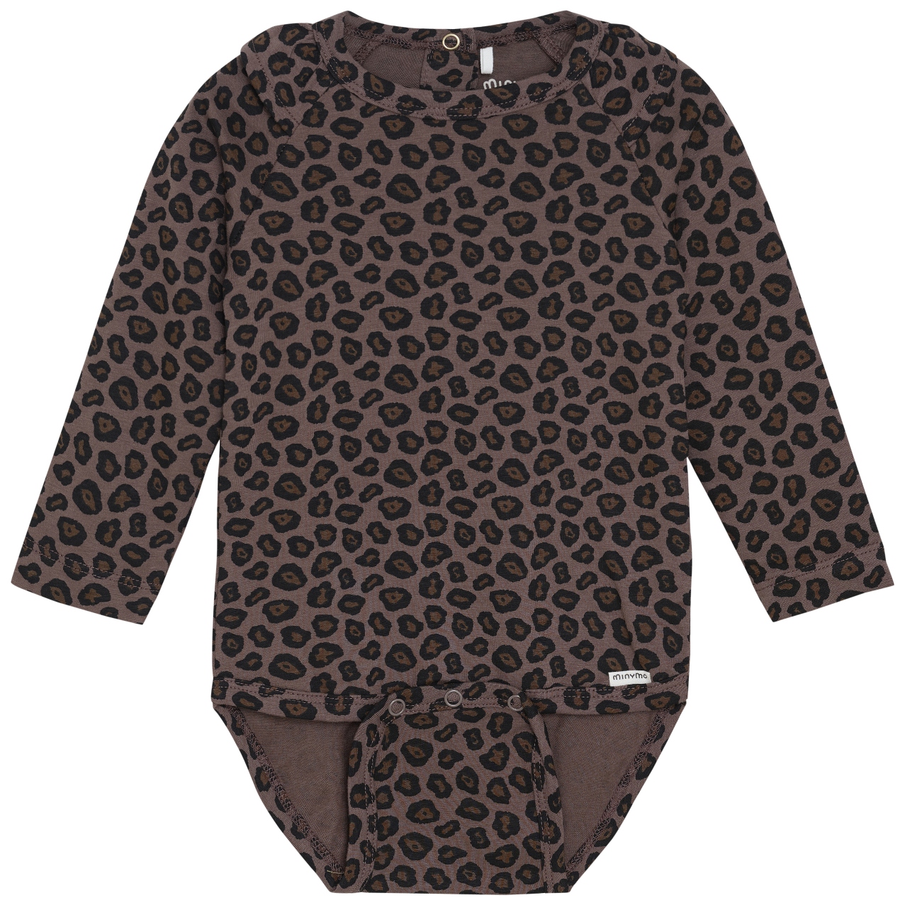 Minymo Baby Body langarm Leo AOP choco