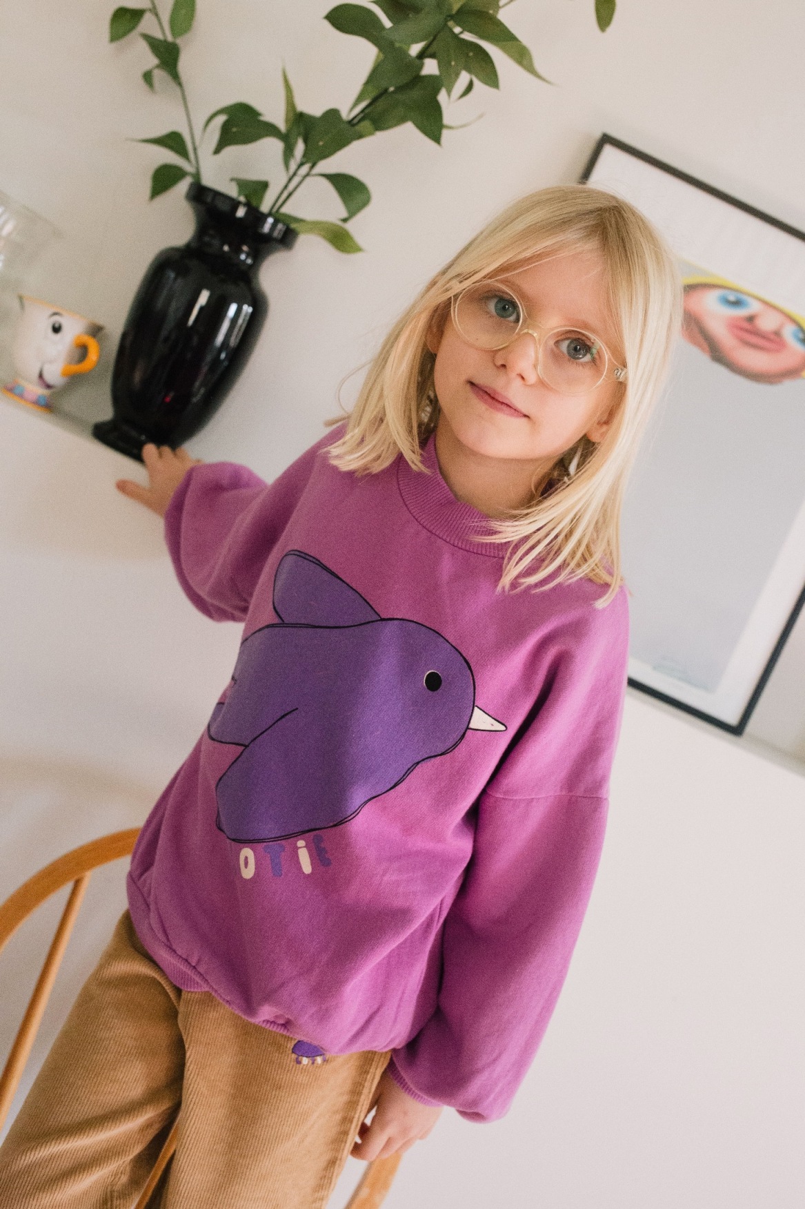 Lötiekids Sweatshirt FLOWING BIRD fucsia